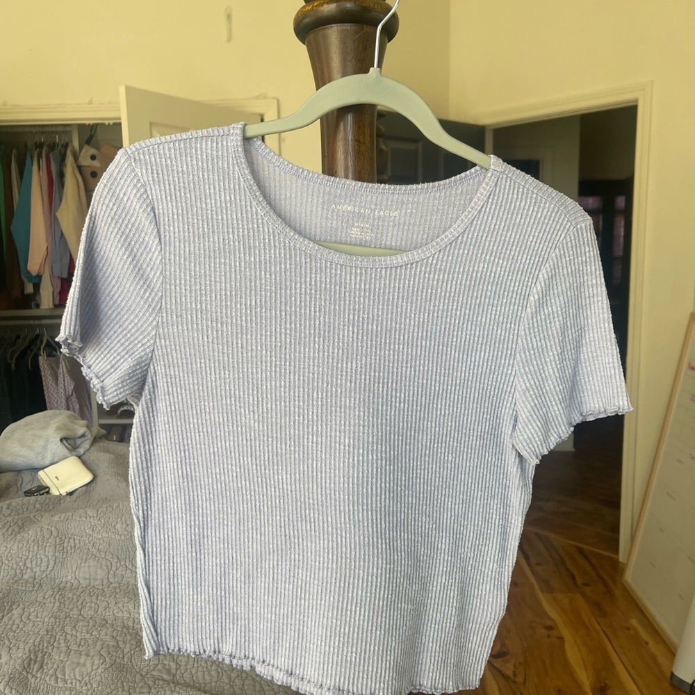 American Eagle Baby BlueWomen's Ribbed Top